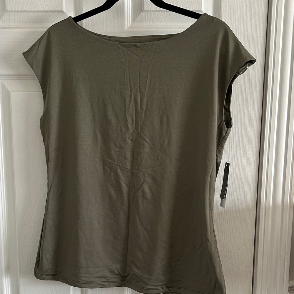 Suzy Shier Khaki Satin Dress Tee